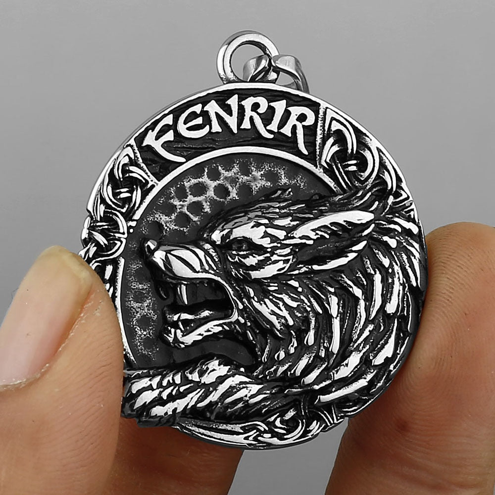 Vintage Viking Fenrir Wolf Necklace Men Norse