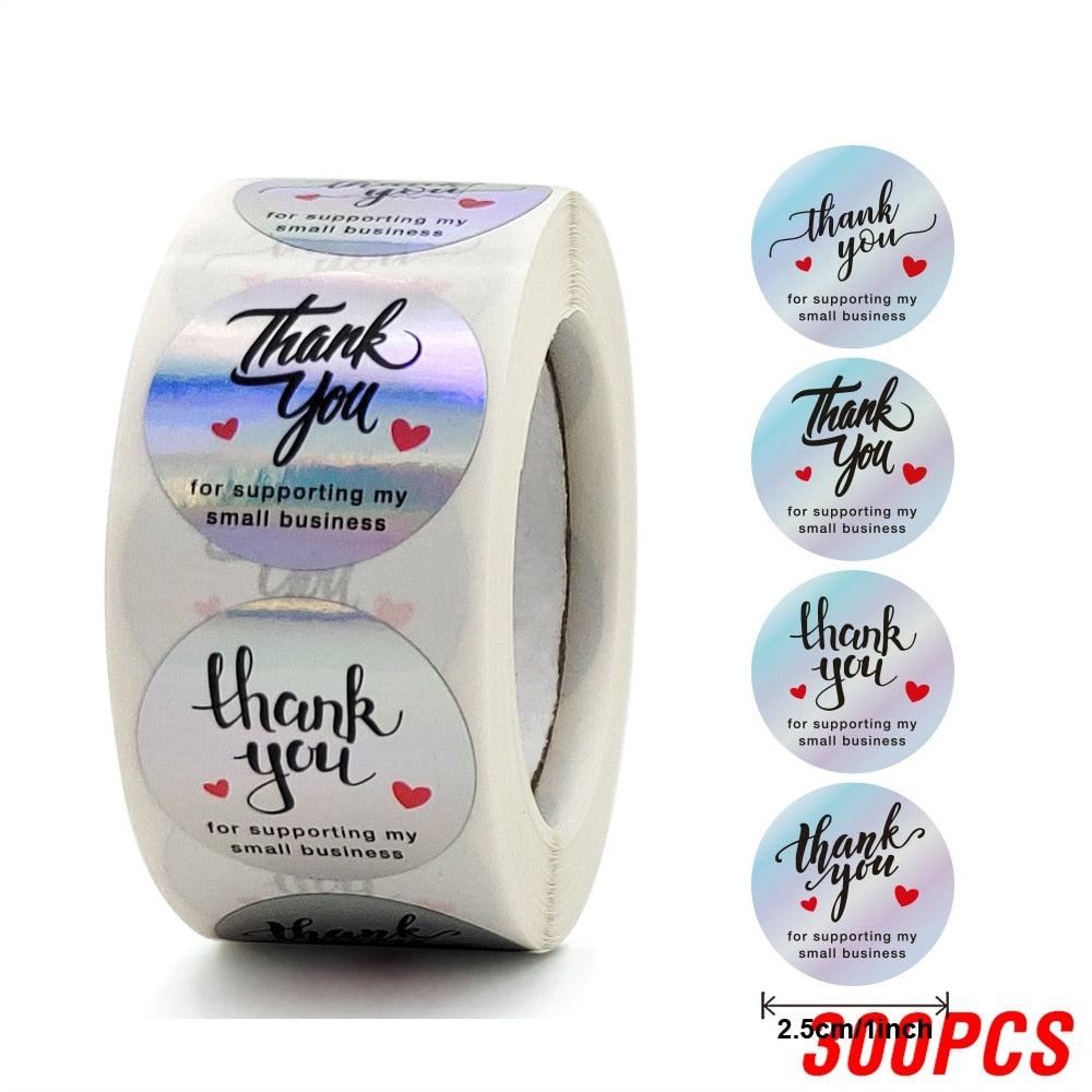 Rainbow Laser Thank You Stickers Adhesive Labels