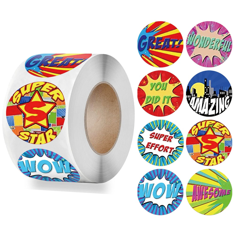 Cute Reward Stickers Roll with Word Motivational Stickers