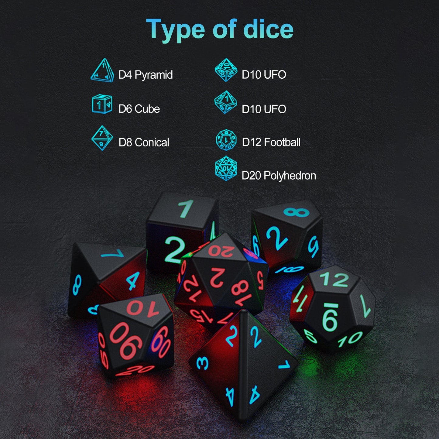 Electronic Dice USB Rechargeable Dice Glow In The Dark