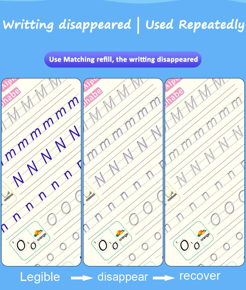 4 Magic Copybooks Children Toy Writing Reusable
