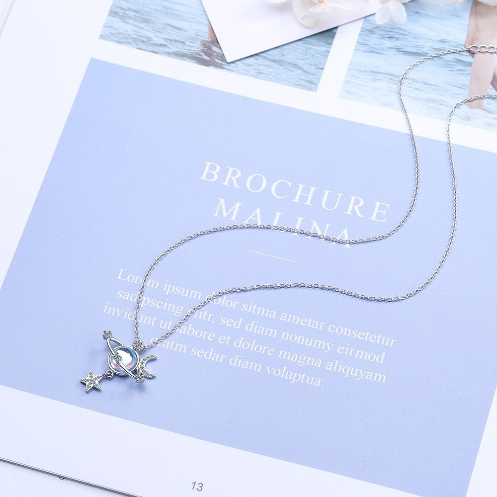 925 Stamp Silver Color Women Chain On The Neck