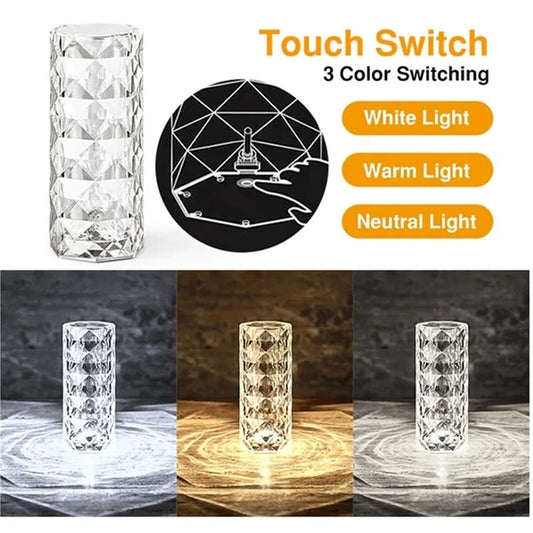 LED Crystal Table Lamp Rose Light Projector