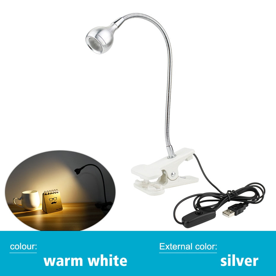 USB LED Desk Lamp With Clip Flexible Table Lamp