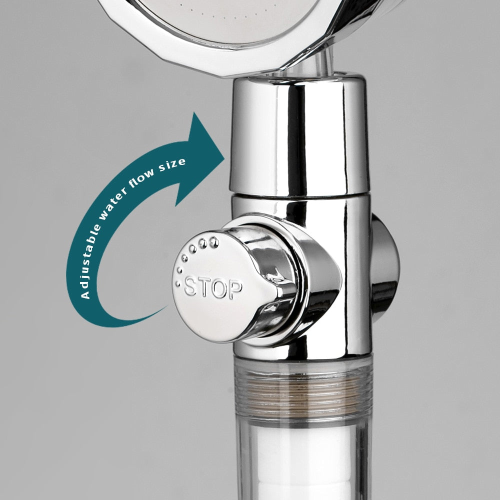 Propeller Driven Handheld Shower Head High Pressure Water