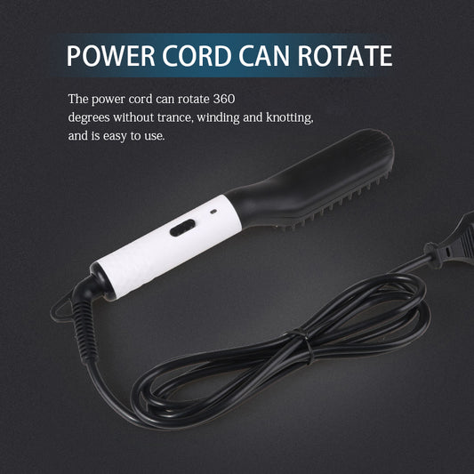 2 in 1 Hair Straightener Brush Heating Beard Clip Comb Styler Electric Ionic