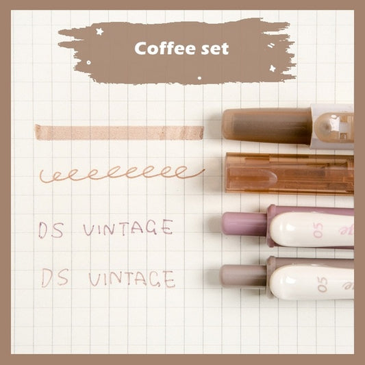 4pieces Vintage Color Gradient Pens Set