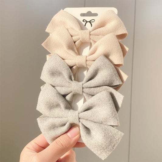 Korean Sweet Solid Color Bows Hair Clip