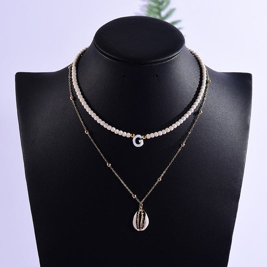 Custom Letter Shell Pendant Necklace
