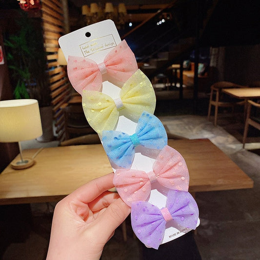 Girls Cute Plaid Print Star Hairpins