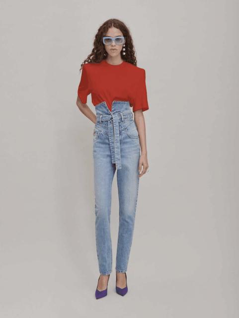 Women T Shirt Shoulder Padded Cotton