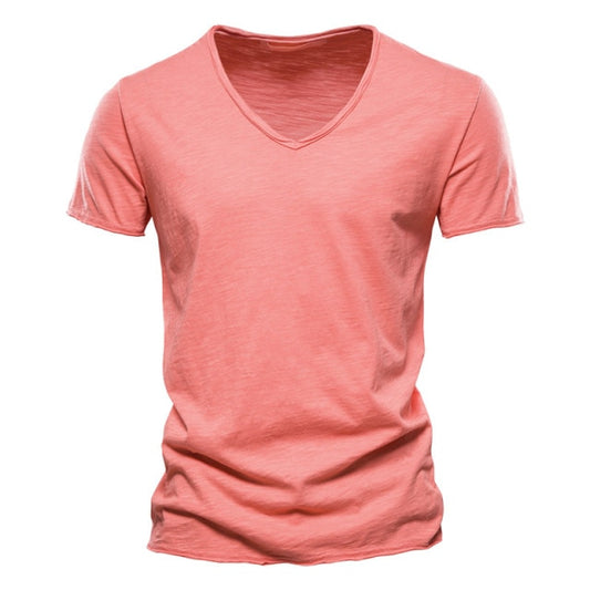 Men T-shirt V-neck Fashion Design Slim Fit