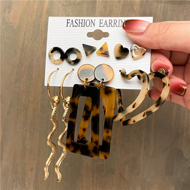 Gold Snake Butterfly Drop Earrings Set