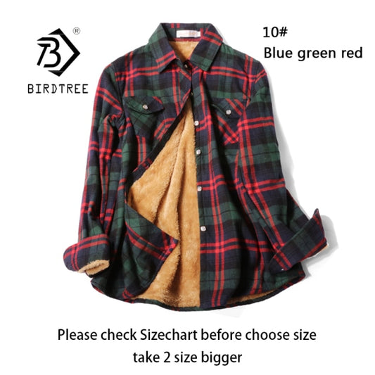 Velvet Thick Warm Women's Plaid Shirt