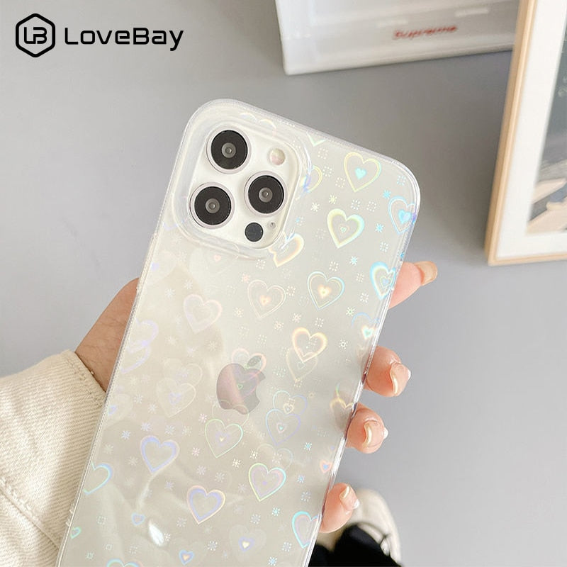 Love Heart Pattern Clear Phone Case