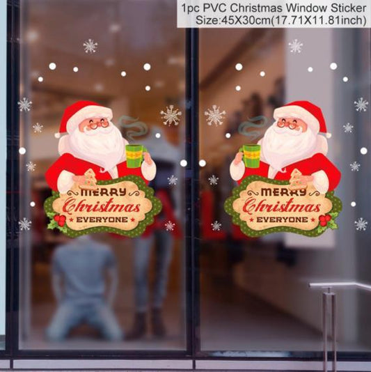 Merry Christmas Wall Stickers Window Glass