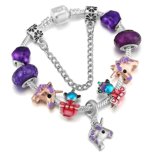 Trendy Colorful Unicorn Pendant Charm Bracelet