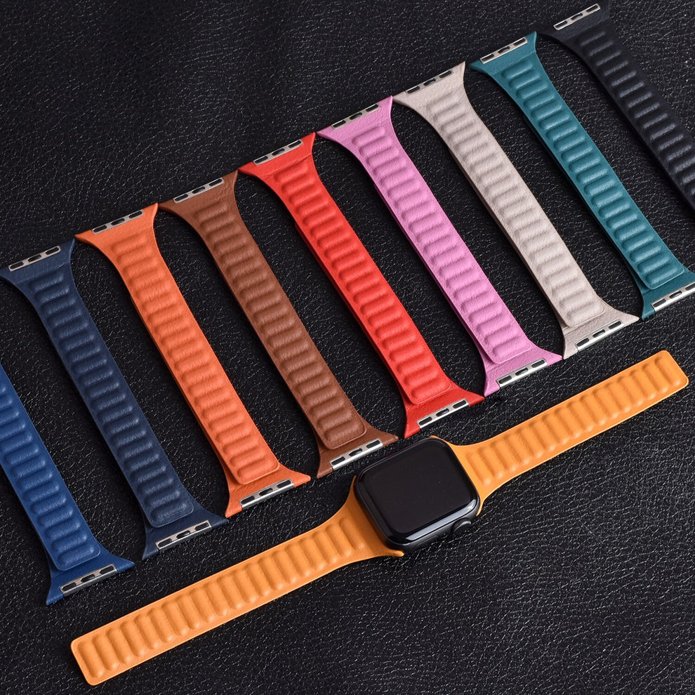Elevate Your Apple Watch Style with Our Leather Link Loop Magnetic Strap