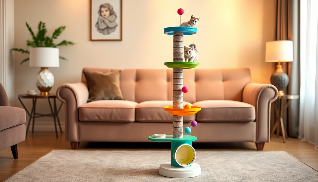 Unleash Your Cat's Playful Spirit with the 4 Levels Cat Toy Tower Turntable from AlertTrendy.com