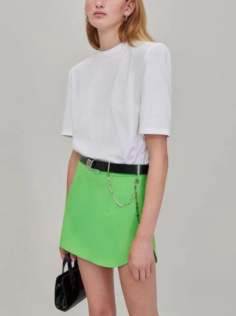 Elevate Your Wardrobe with Our Women T Shirt Shoulder Padded Cotton White Tee Shirt