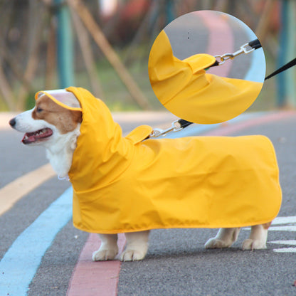 Dog Raincoat Transparent Brim Pet Poncho With Bellyband