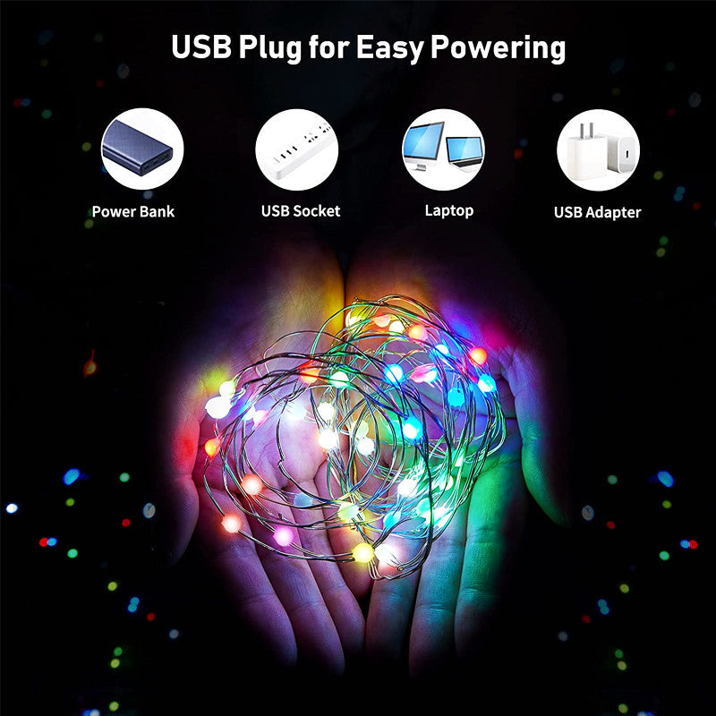 USB Smart Bluetooth Led Copper Wire String Light App Control Christmas