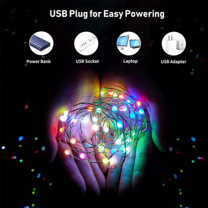 USB Smart Bluetooth Led Copper Wire String Light App Control Christmas