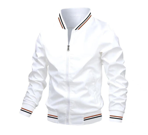 Men's Striped Zip-up Jacket With Pockets Fashion Casual