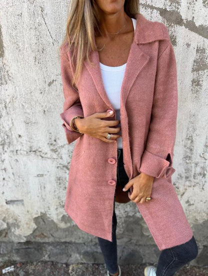 Lapel Single Breasted Cardigan With Pockets Fashion