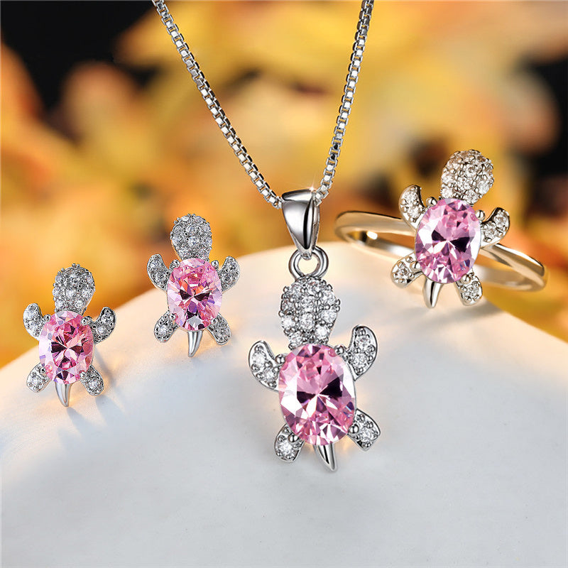 Fashion Oval Zircon Pendant Turtle Shape Necklaces