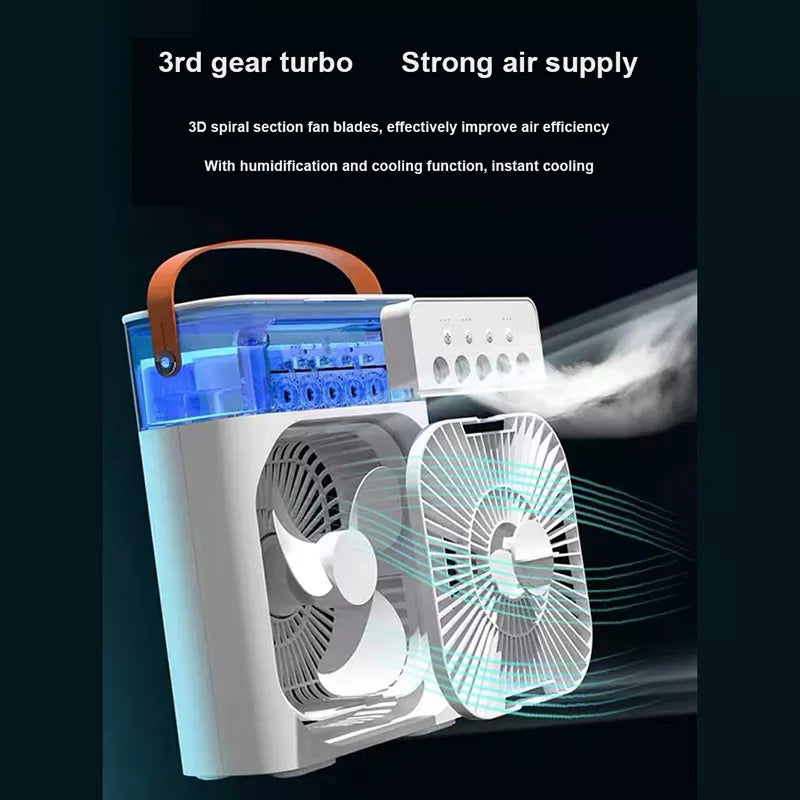 3 In 1 Air Humidifier Cooling USB Fan LED Night Light Water