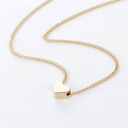 Simple Fashion Gold Color Double-sided Love Pendant Necklaces