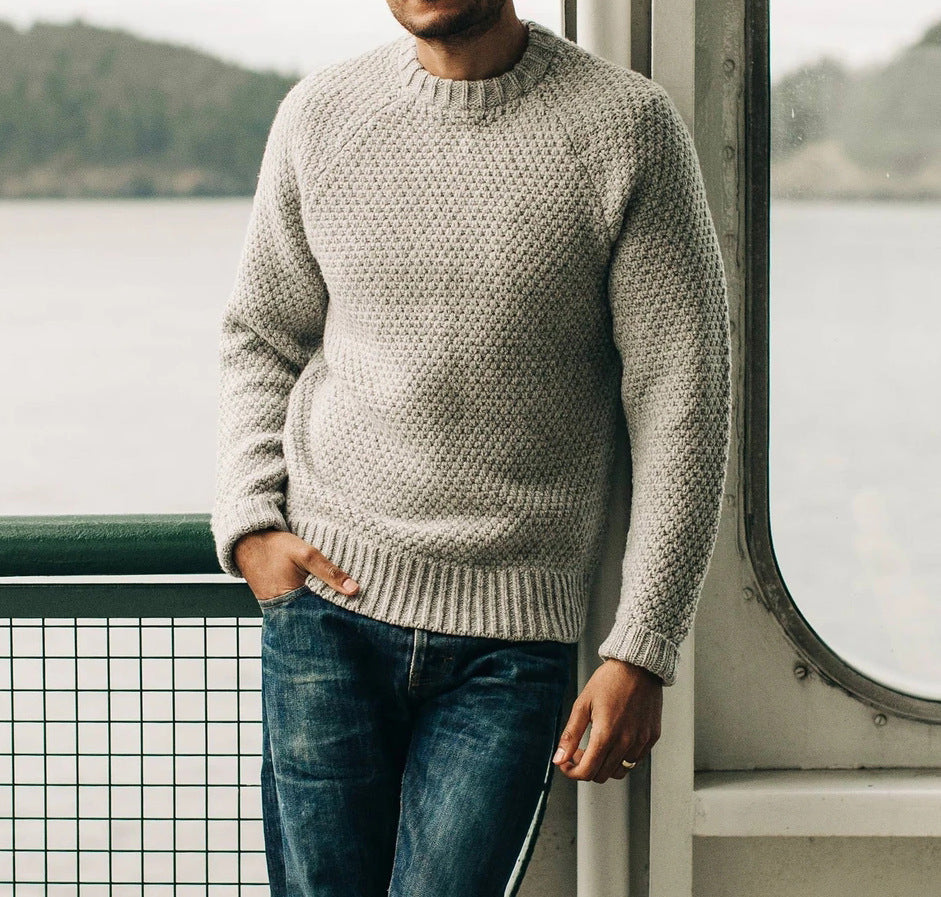 Men's Pullover Sweater Winter Round Neck Knitted Top