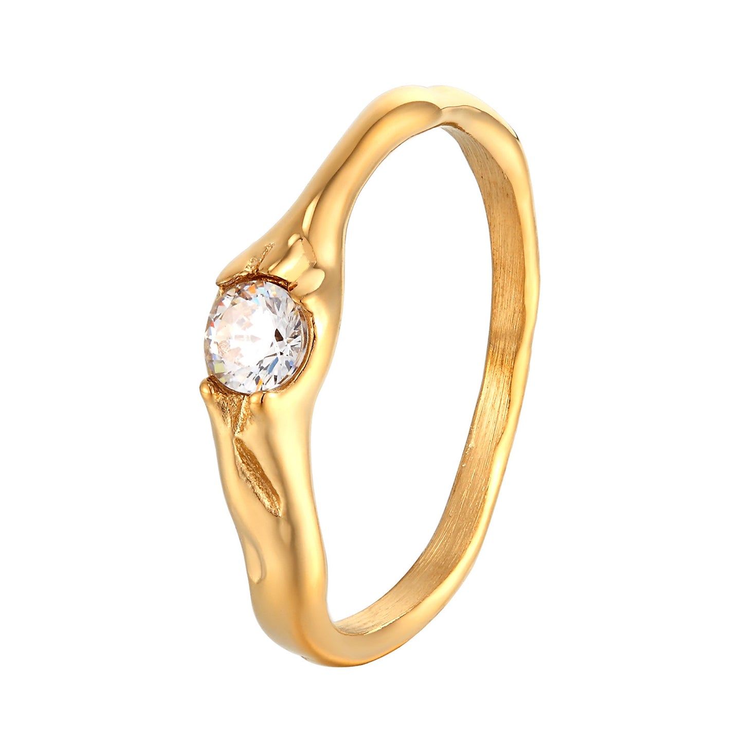 Gold Titanium Steel Ring Women's  Geometric Ring