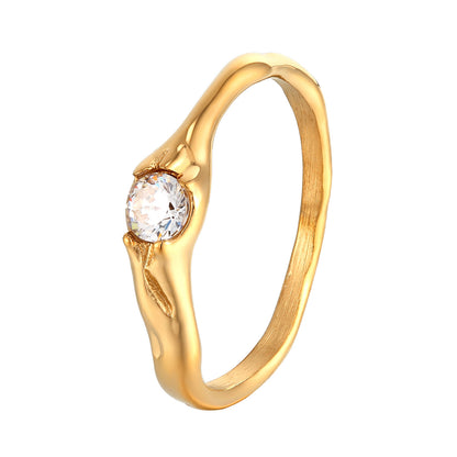 Gold Titanium Steel Ring Women's  Geometric Ring