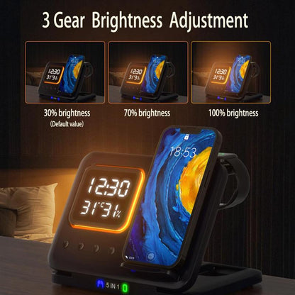 15W Wireless Chargers Stand 5 In1 LED Digital Alarm