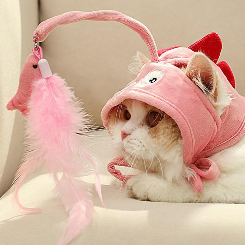 New Head Wearing Feather Funny Cat Stick