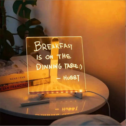 Acrylic DIY Note Board LED Night Light Creative Message Board