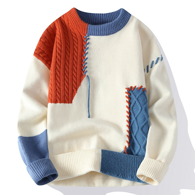 Ins Color block Pullover Sweater Winter Fashion