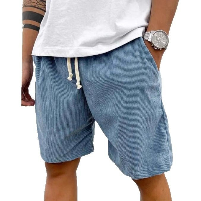 Men's Corduroy Shorts With Drawstring Fashion Pants