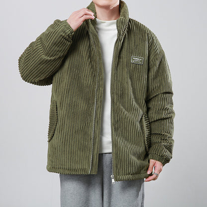 Winter Corduroy Cotton-padded Coat Warm Stand Collar