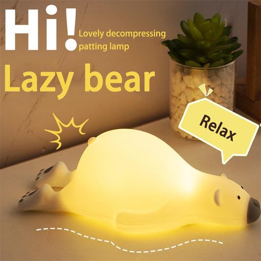 Cute Bear Silicone Night Light 3 Levels Atmosphere Table Lamp