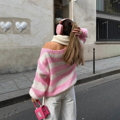 Loose Striped Pullover Sweater Fashion Versatile