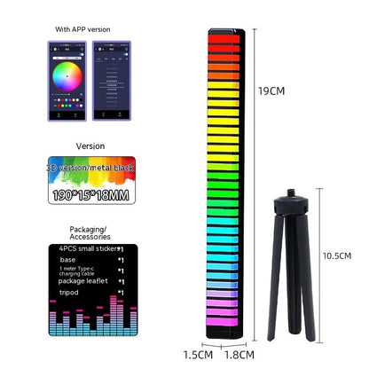 Led Sound Control Light Bar RGB Ambient Pickup Rhythm Lamp