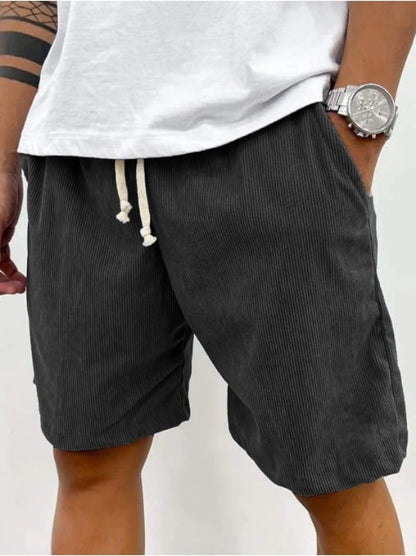 Men's Corduroy Shorts With Drawstring Fashion Pants