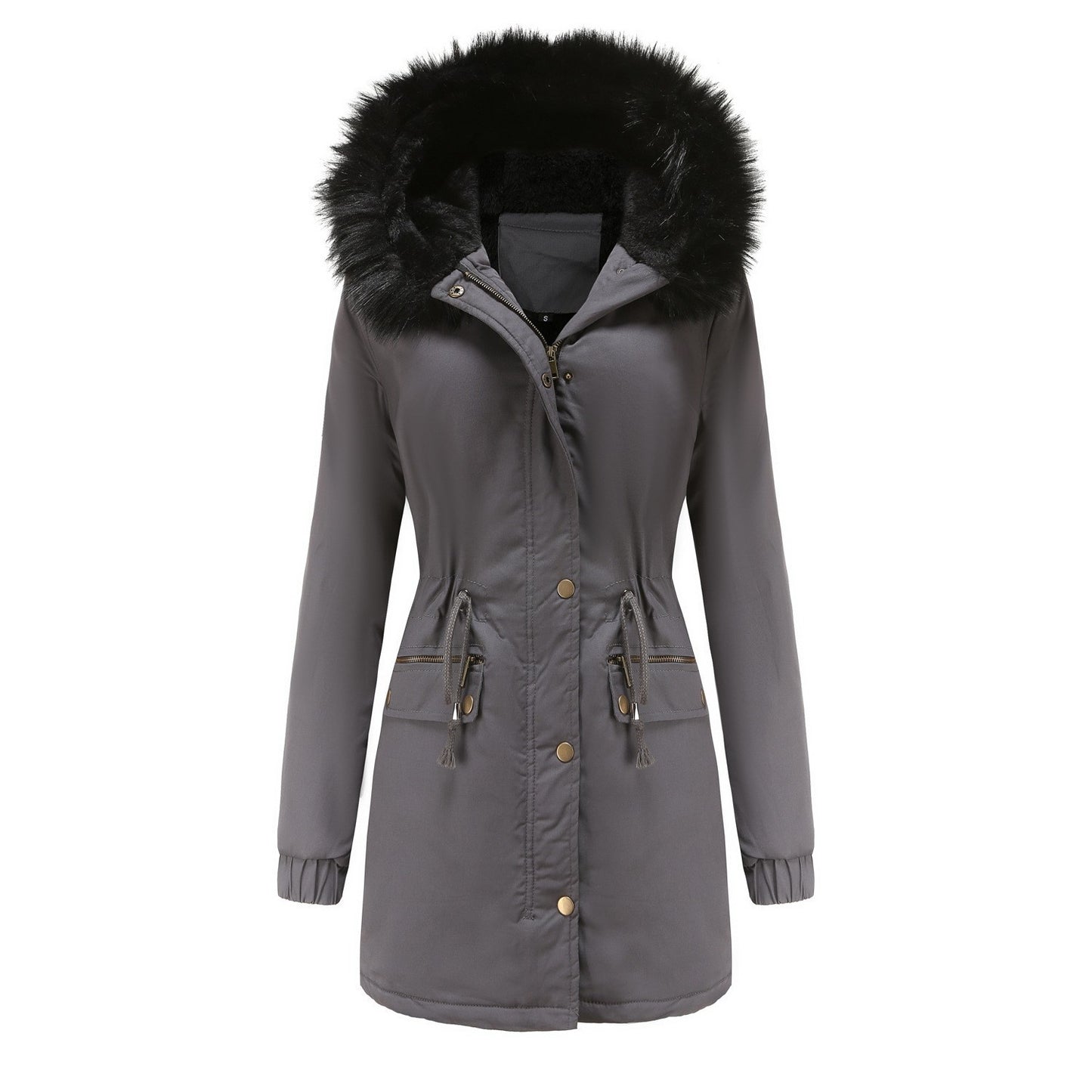 Women's Plush Hooded Parkas Winter Warm Thick  Zip-up Jackets