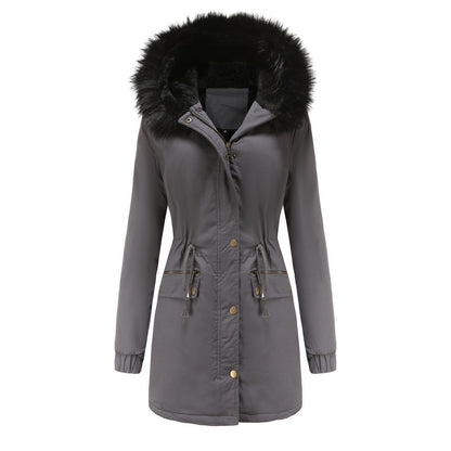 Women's Plush Hooded Parkas Winter Warm Thick  Zip-up Jackets