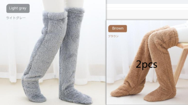 Over Knee High Fuzzy Long Socks Winter Warm Cold Leg Knee Joint