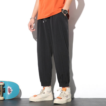 Drawstring Pants Summer Casual Ice Slik Trousers