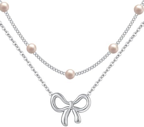Simple Pearl Double Layer Choker Fashion Gold Color Necklaces Chain